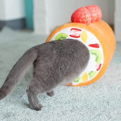 Lit en peluche extra Lighteme pour chat en forme de rouleau de fruits