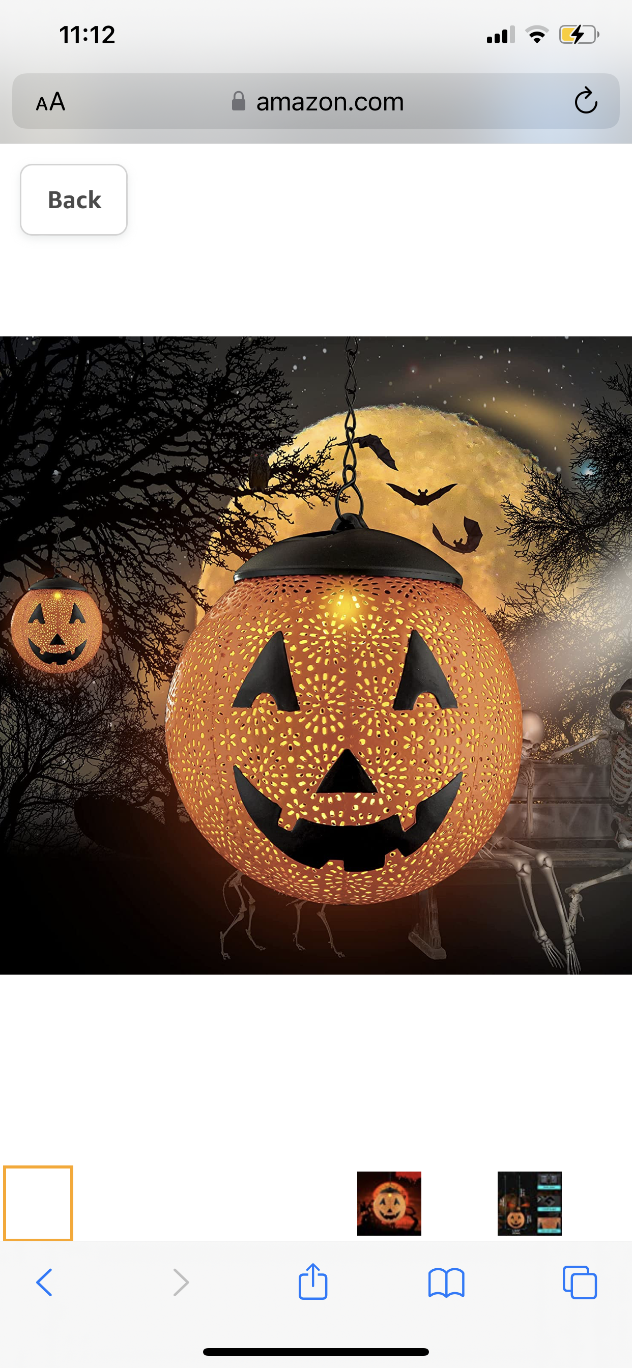 Lighteme Halloween Solar Hanging Lights Outdoor - Garden Solar Metal Lantern Decor, Solar Powered Led Waterproof Decorative Round
