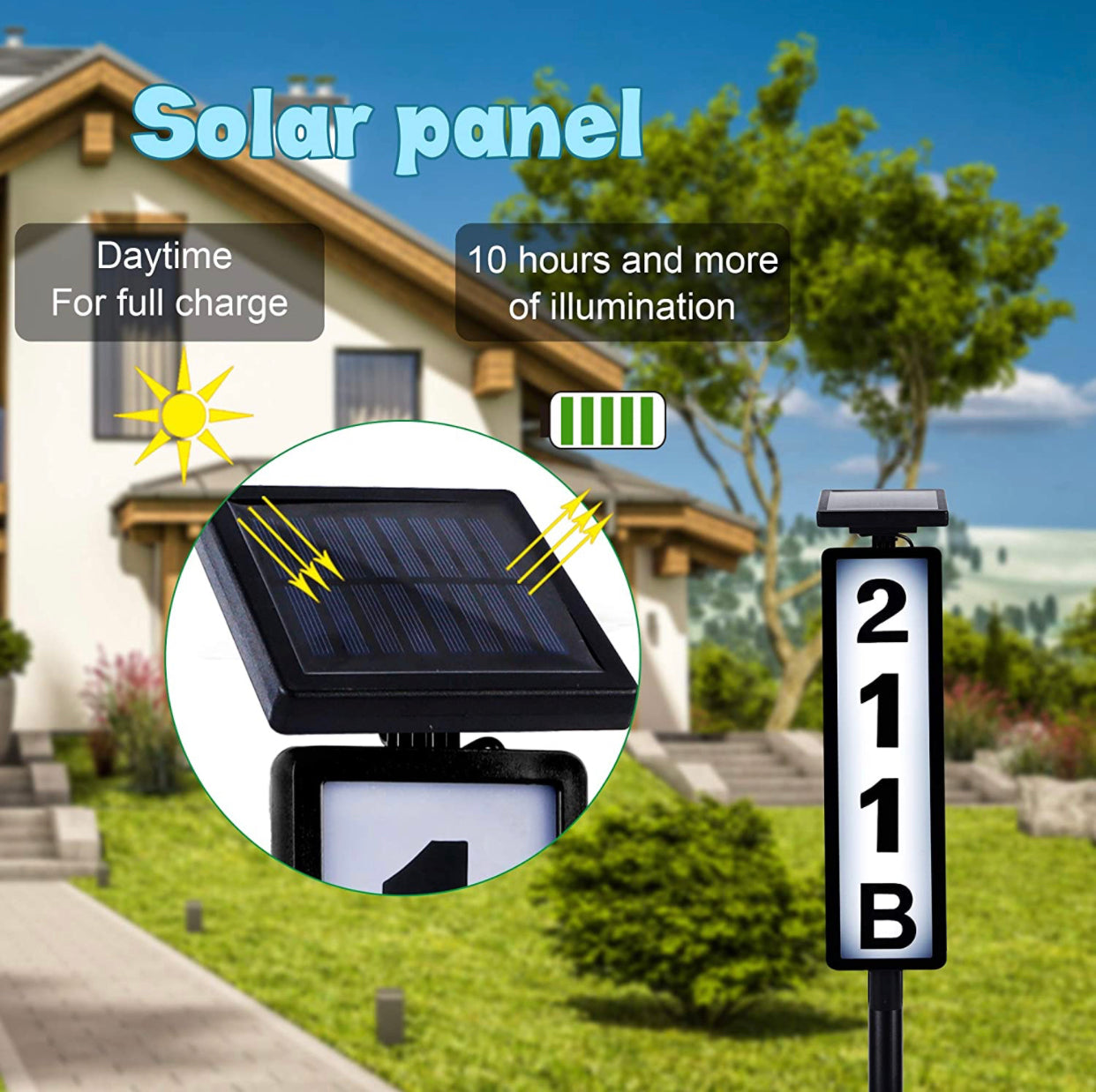 Lighteme Solar Lighted House Address Numbers Sign,25 Lumen Five Digit