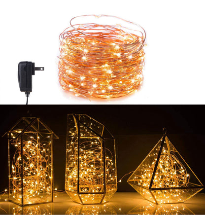 2PK Lighteme Solar String Lights Outdoor Copper Wire, Waterproof Solar Fairy Lights with 8 Lighting Modes