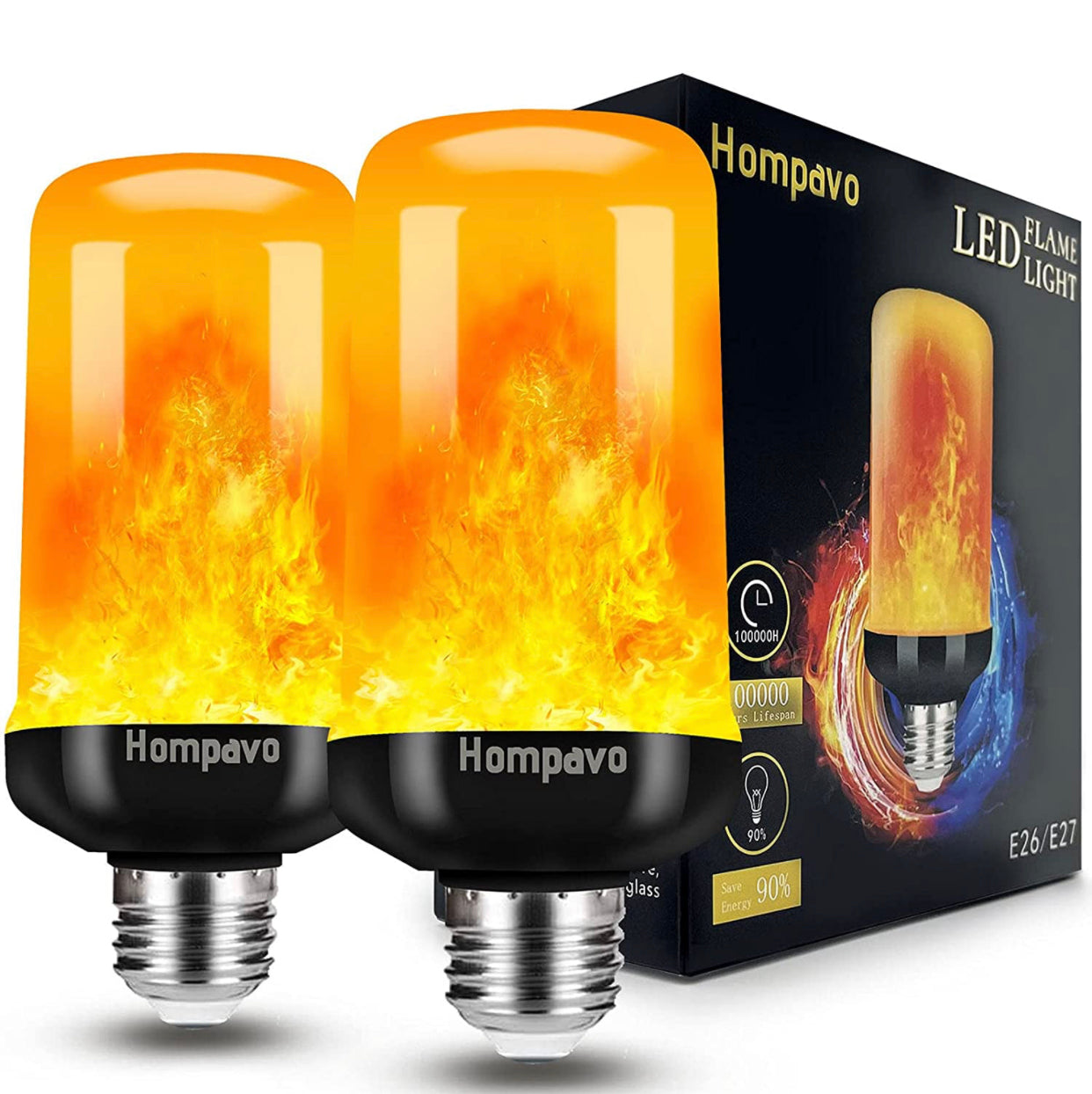Lighteme LED-Flammenglühbirne, 4 Modi, flackernde Glühbirnen mit Upside-Down-Effekt (4er-Pack) 