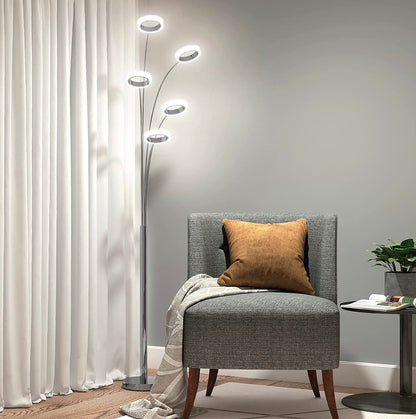 Lighteme Optical LED Integrated Floor Lamp Light Fixture, Chrome