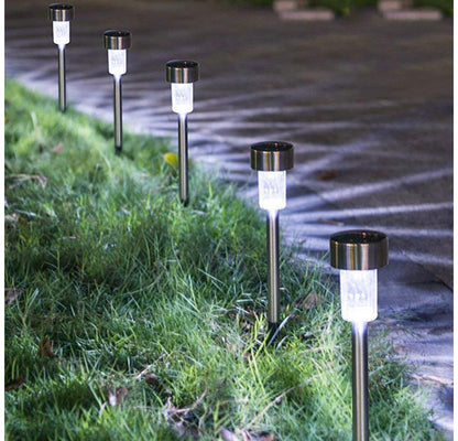 Lighteme 24 Pack Outdoor Stainless Steel Solar Power Lawn Garden Landscape Path LED Light