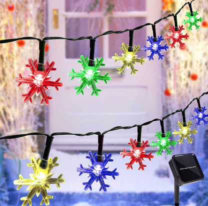Lighteme 33Ft Solar Snowflake Twinkle Star String Lights, 100 LED Outdoor 8 Lighting Modes & Waterproof