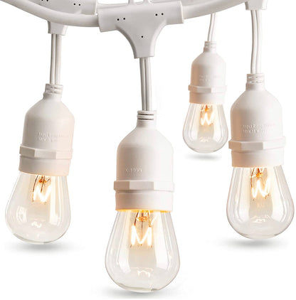 Lighteme 48 Fuß lange, steckbare LED-Lichterkette für den Außenbereich, wasserdicht, zum Aufhängen, dimmbare 2-W-Vintage-Edison-Glühbirnen 