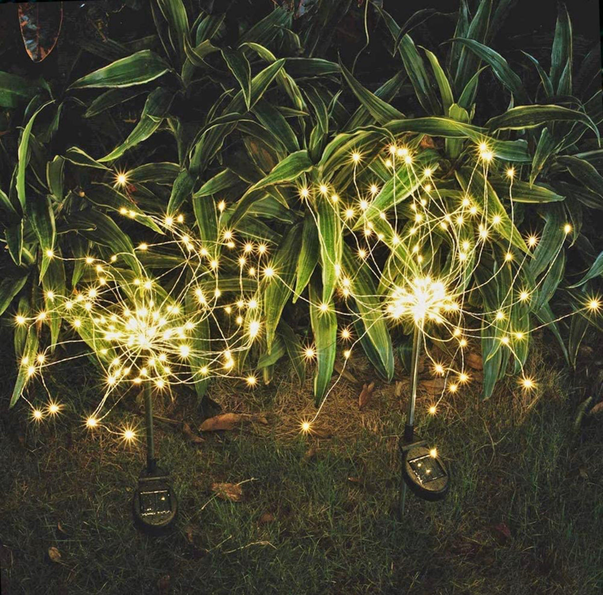 (2 Pack) Lighteme Solar Garden Firework Lights Solar Powered String Light with 2 Lighting Modes Twinkling and Steady