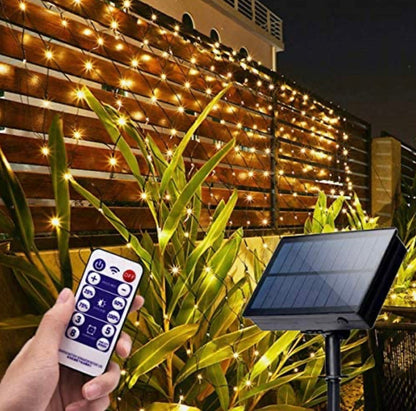 Lighteme Solar Net Mesh Lights 360 LED  with Remote, 11.8Ft x 4.9Ft Fence String Light