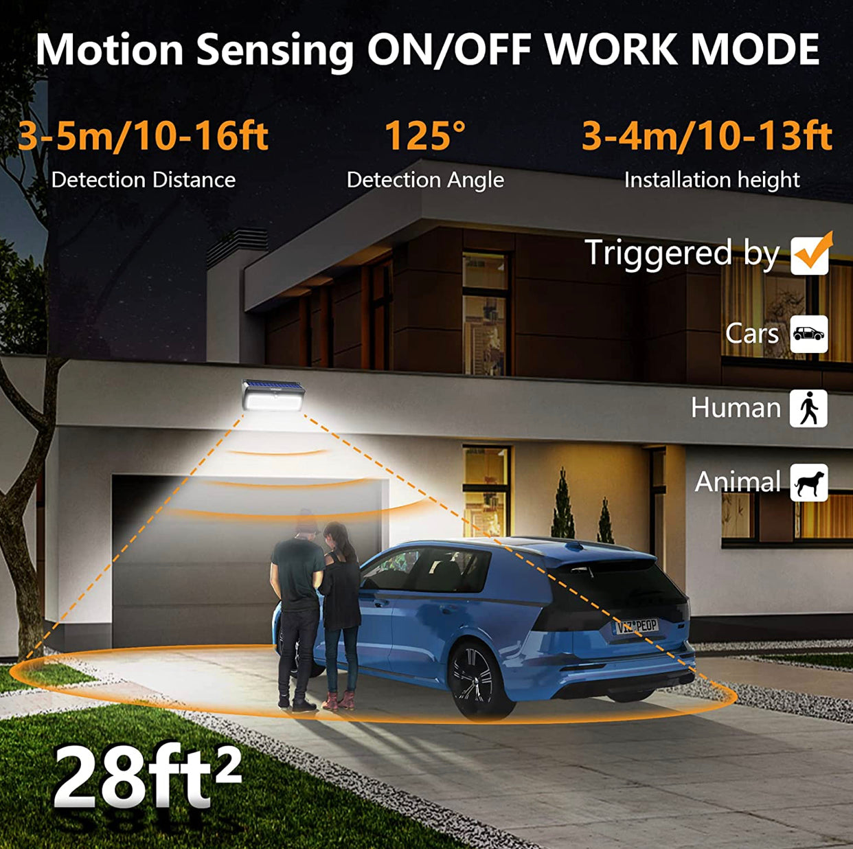 Lighteme Solar Outdoor Lights 100 LED Motion Sensor Solar Security Lights 4-Pack