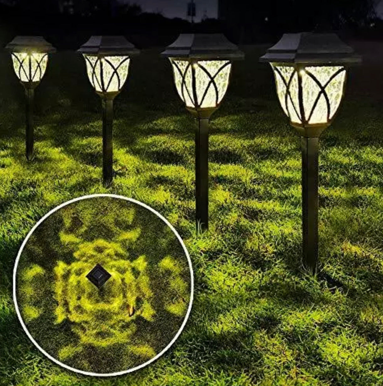 Lighteme 8 Pack Solar LED Lights,Large Rotating Outdoor Pathway Up To 10 Lumen