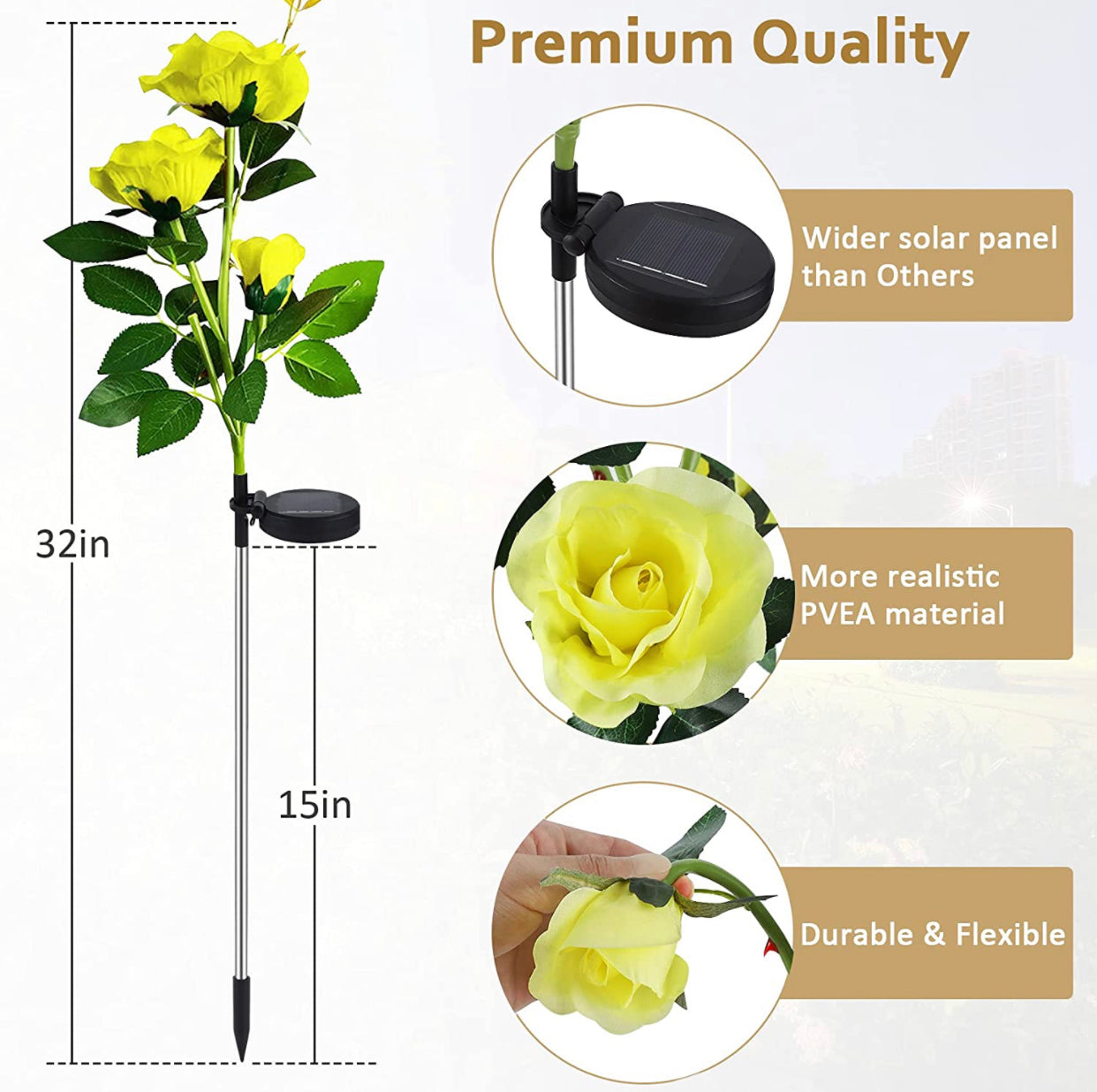 Lighteme Solar LED Rose Flower Light (2 Pack)