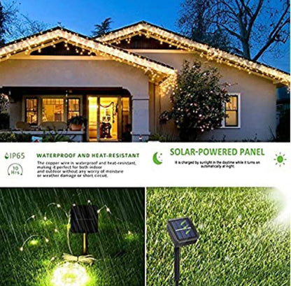 2PK Lighteme Solar String Lights Outdoor Copper Wire, Waterproof Solar Fairy Lights with 8 Lighting Modes