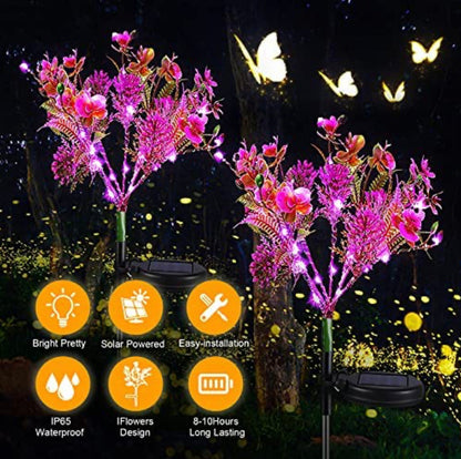 2 Pack - Lighteme Solar Powered Phalaenopsis Flowers Lights Design, Waterproof