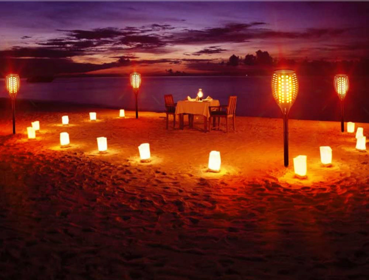 Lighteme Solar LED Flame Lamp Lawn Flame Flickering Torch Light Outdoor Fire 96 LED Lights 4 Pack