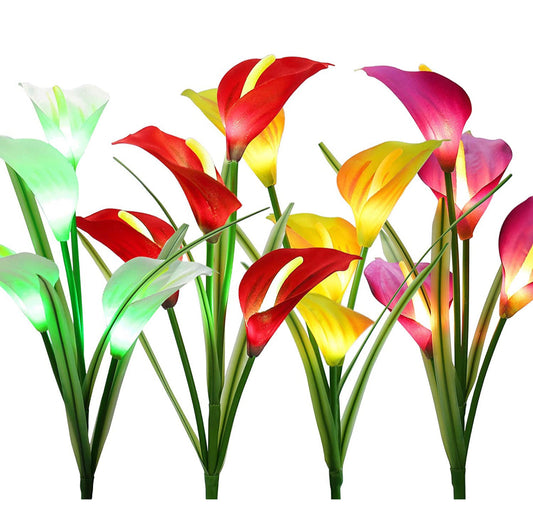 Lighteme 4 Pack Solar Common Calla Lamp Four Color LED