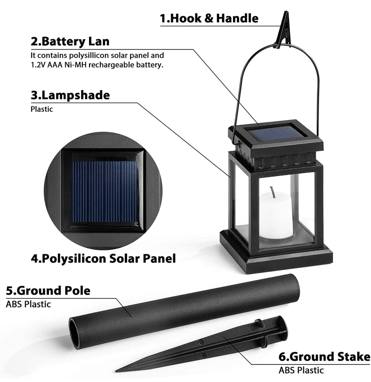 Lighteme 8 Pack Solar Pathway 10 lumen Hanging Candle Lantern Light- Warm White