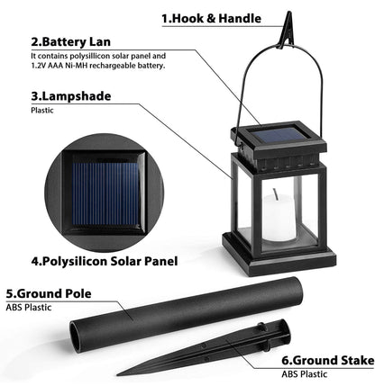 Lighteme 8 Pack Solar Pathway 10 lumen Hanging Candle Lantern Light- Warm White
