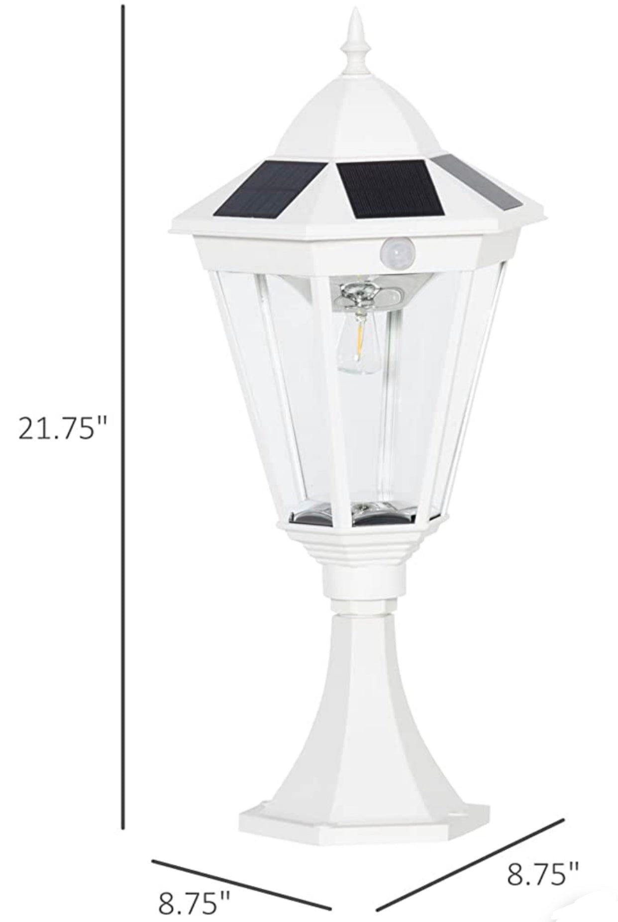 Lighteme 22" Solar Lamp Post Light, Outdoor Fixture with All Weather Aluminum, Motion Activated