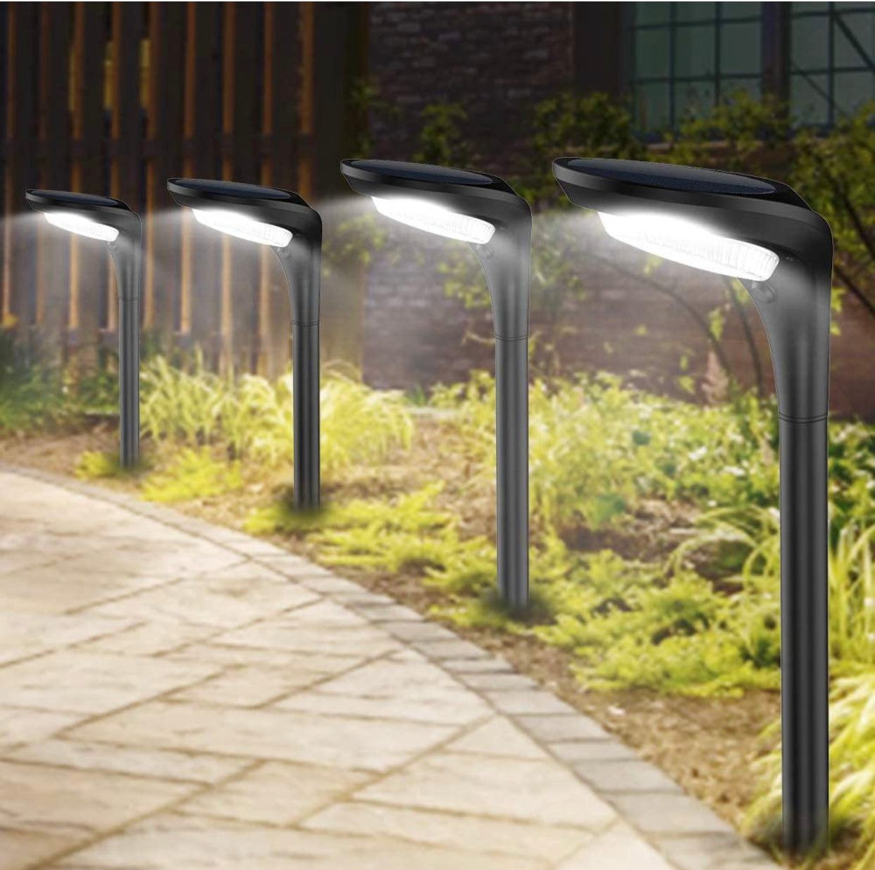 Lighteme Solar Pathway Lights, 4-Pack Color Glow LED Landscape Lighting-20 Lumen