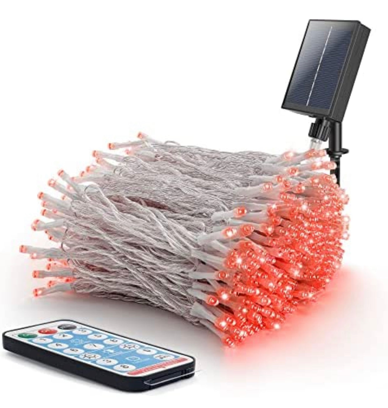 Lighteme 165Ft Solar String Lights White Wire Outdoor,500 LED Christmas Lights with 8 Modes and Timer, Remote Control