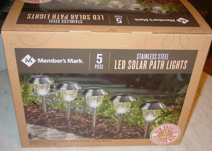 Lighteme Solar LED Pathway Lights, Stainless Steel 12 Lumens (6 Pack)