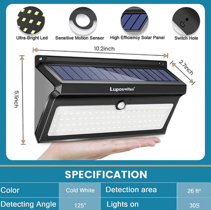 Lighteme Solar Outdoor Lights 100 LED Motion Sensor Solar Security Lights 4-Pack
