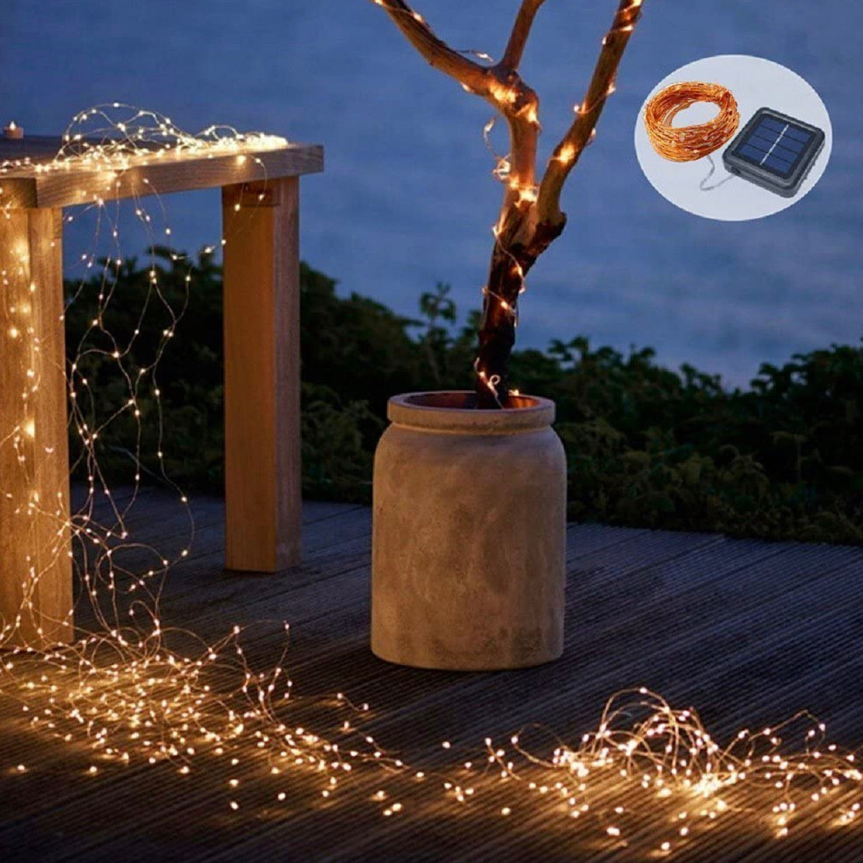 2PK Lighteme Solar String Lights Outdoor Copper Wire, Waterproof Solar Fairy Lights with 8 Lighting Modes