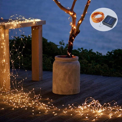 2PK Lighteme Solar String Lights Outdoor Copper Wire, Waterproof Solar Fairy Lights with 8 Lighting Modes