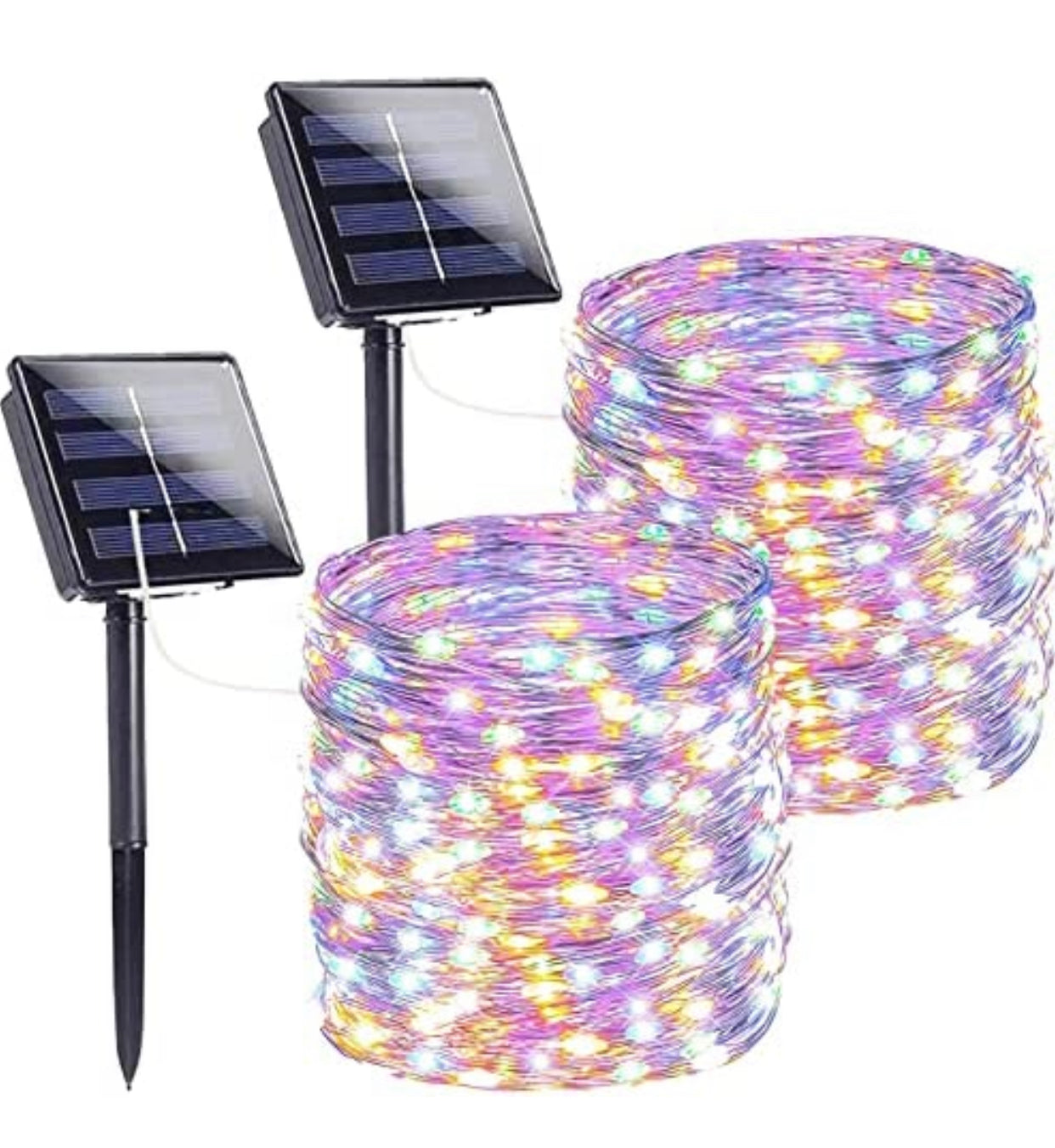 2PK Lighteme Solar String Lights Outdoor Copper Wire, Waterproof Solar Fairy Lights with 8 Lighting Modes