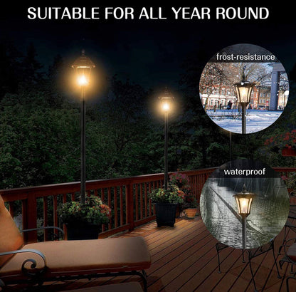 Lighteme 64 Inch Solar Lamp Post Lights Outdoor with Planter, 70 Lumen Solar Powered  with 4 Adjustable Height- Black