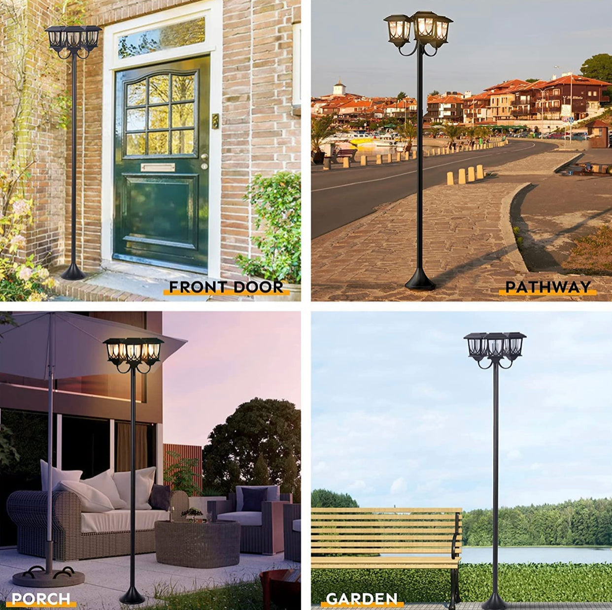 Lighteme Aluminum 74.8“ Outdoor Lamp Post Lights ,3-Head Waterproof Street Lights 60 Lumen