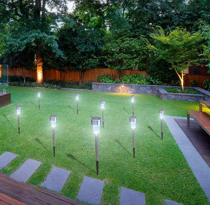 Lighteme 24 Pack Outdoor Stainless Steel Solar Power Lawn Garden Landscape Path LED Light