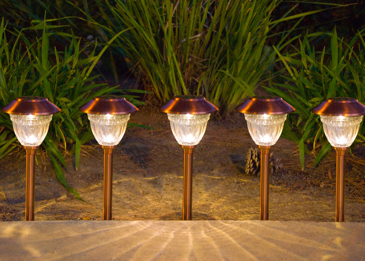 Lighteme 10 Pack Solar Pathway LED Lights Outdoor ( Copper )