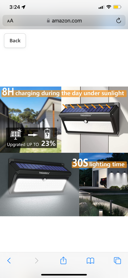 Lighteme Solar Outdoor Lights 100 LED Motion Sensor Solar Security Lights 4-Pack