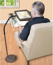 Lighteme 8X10 - Full Page Magnifying Floor Lamp - Hands Free Magnifier with Bright LED Light for Reading - Flexible Gooseneck Holds Position