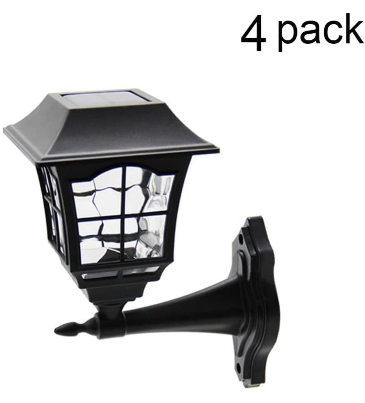 Lighteme 4 Pack Solar Wall Lantern Outdoor Wall Sconce 15 Lumens Solar Outdoor Christmas Led Light Fixture with Wall Mount Kit