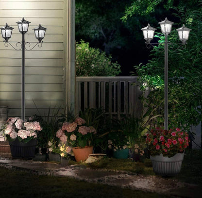Lighteme 3 Fixture Outdoor Solar LED Lamp Post With 50 Lumen - 72Inch