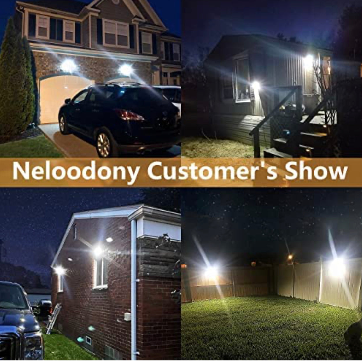 Lighteme Solar Outdoor Lights 100 LED Motion Sensor Solar Security Lights 4-Pack
