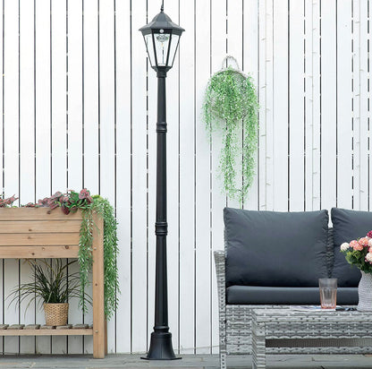 Lighteme 77" Solar Lamp Post Light, Waterproof Aluminum And Glass Outdoor Vintage Post Lamp