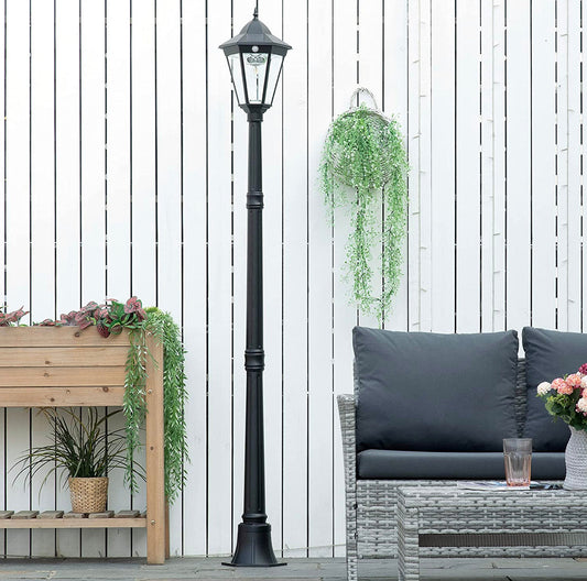 Lighteme 77" Solar Lamp Post Light, Waterproof Aluminum And Glass Outdoor Vintage Post Lamp