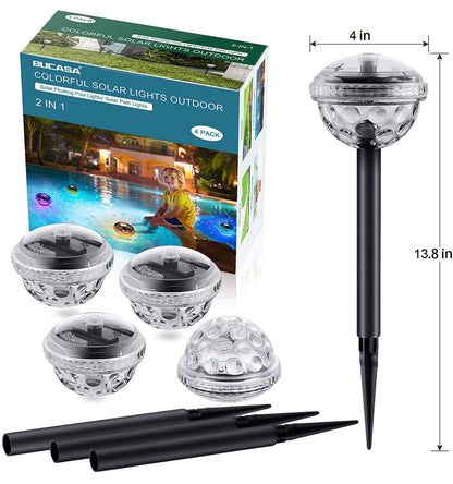 Lighteme Solar-Wege-LED-Leuchten, 8 Farbwechsel, für den Außenbereich, wasserdicht, 4 Stück