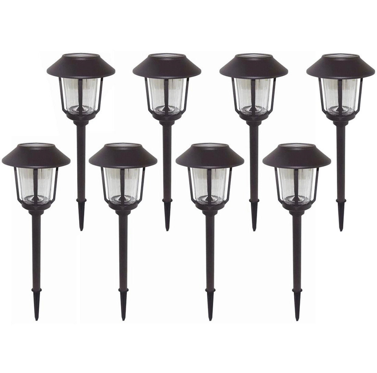 Lighteme 15-Lumen Solar Pathway Lights, Aluminum And Glass 6 Pack
