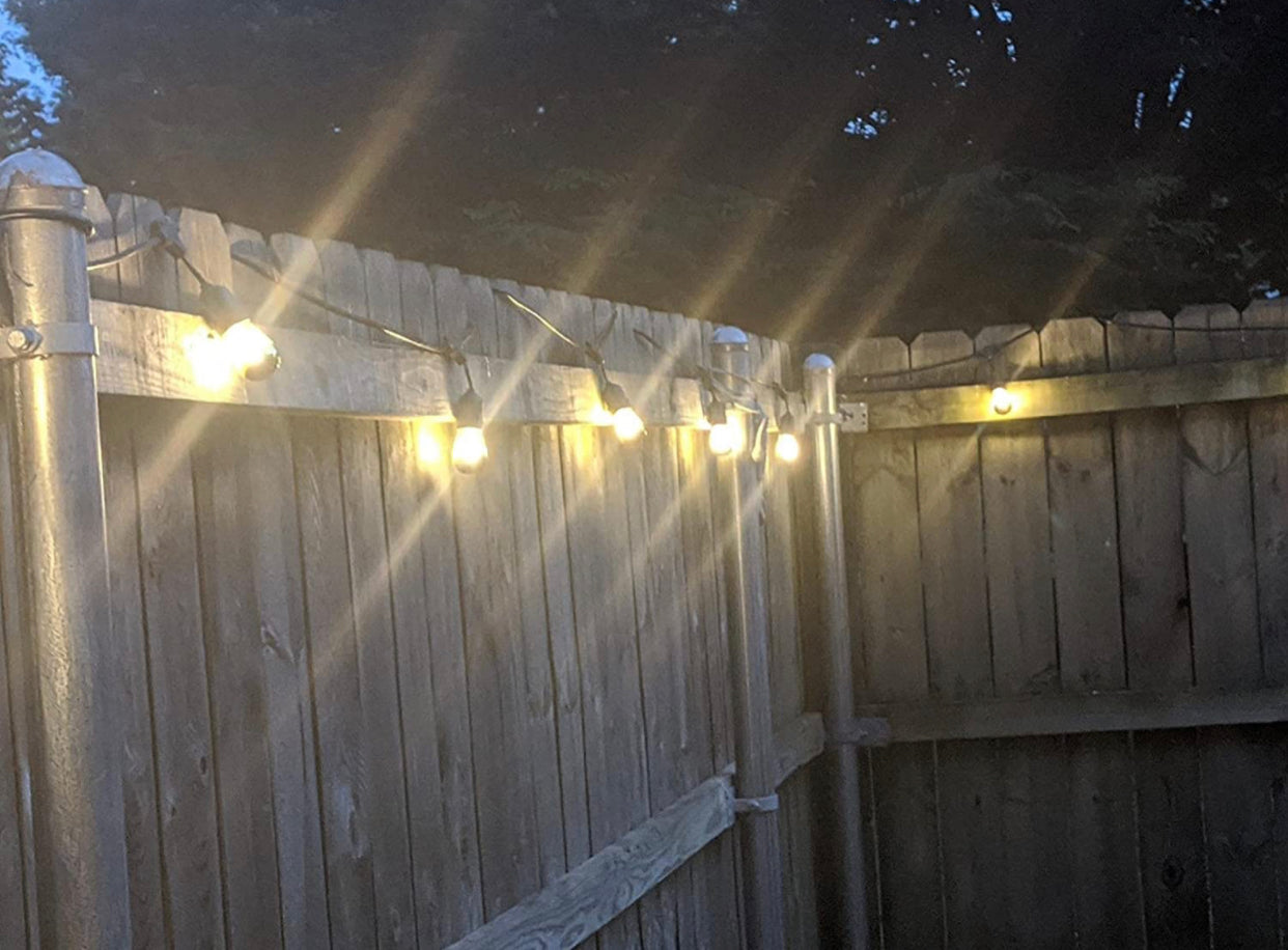 Lighteme Outdoor String Lights 48Ft Plug-In Anti Glare, Beautiful Gold Tip LED Bulbs - 48 Ft