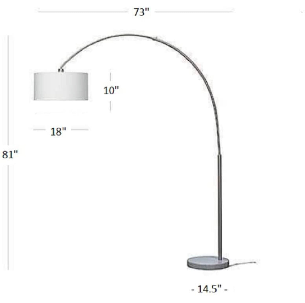 Lighteme Arc Floor Lamp with Unique Hanging Drum - Arching Over The Couch