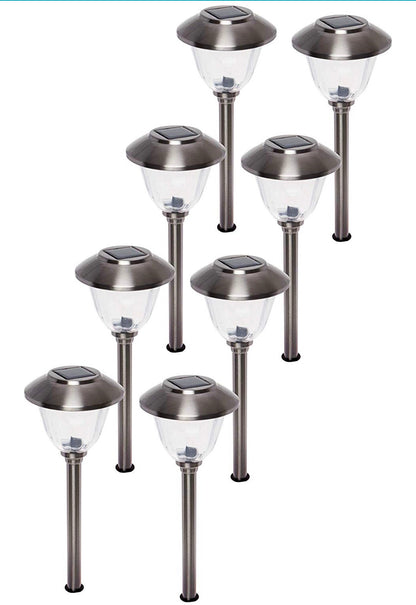 Lighteme 8 Piece LED Solar Path Lights 14 Lumen - Stainless Steel ( Silver )