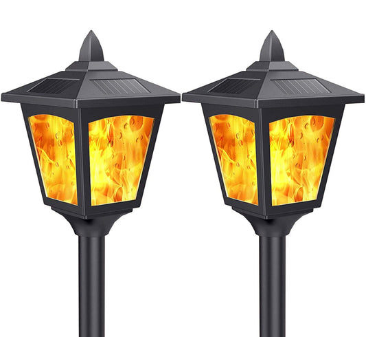 Lighteme Solar Garden Lights - Torches Outdoor Patio Decor Lighting 43" Flames Post Fence Lamps - 2 Pack