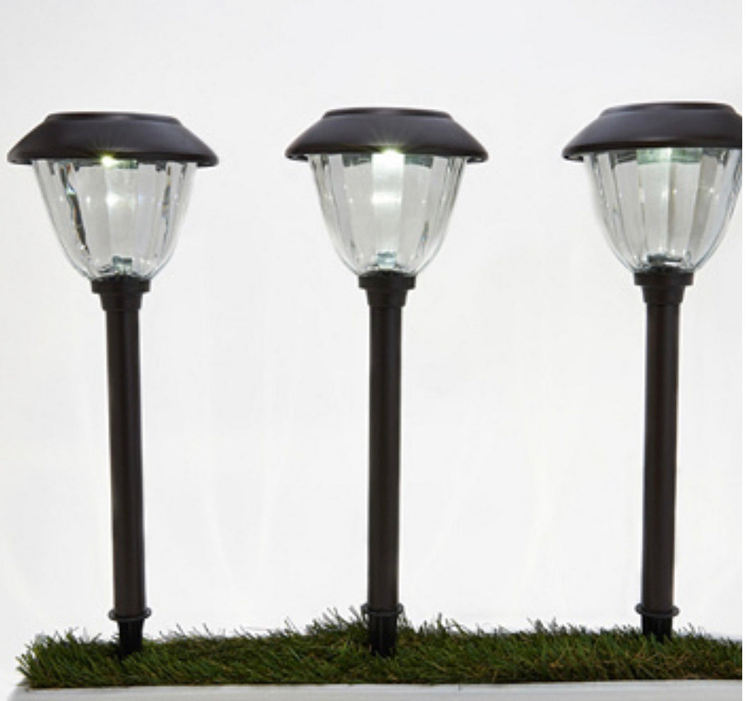 Lighteme 8 Pack Solar Pathway LED Lights Outdoor-Stainless Steel -15 Lumen( Black )