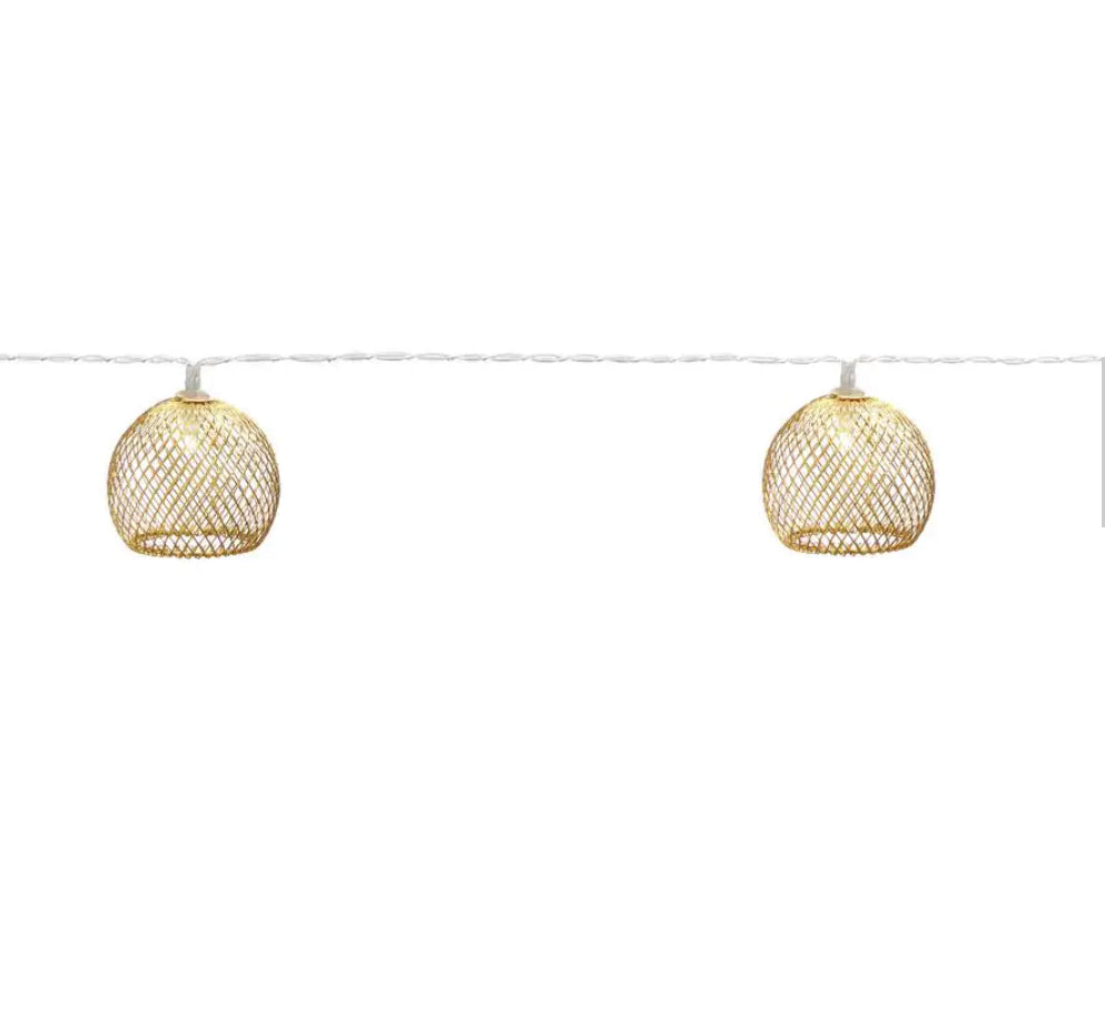 Lighteme Indoor 12 ft. Battery Operated Metal Integrated LED String Lights (10-Light)