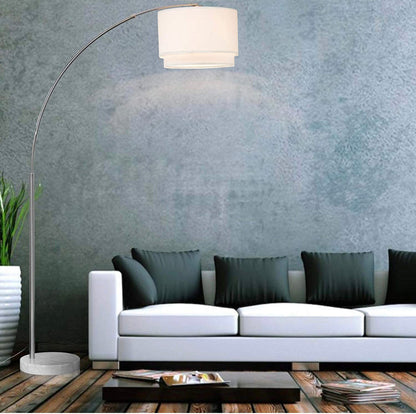 Lighteme Arc Floor Lamp with Unique Hanging Drum - Arching Over The Couch