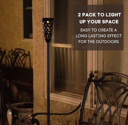 Lighteme LED Ceramic Solar Tiki Torch Lights Dancing Lights Outdoor Waterproof 2 Pack