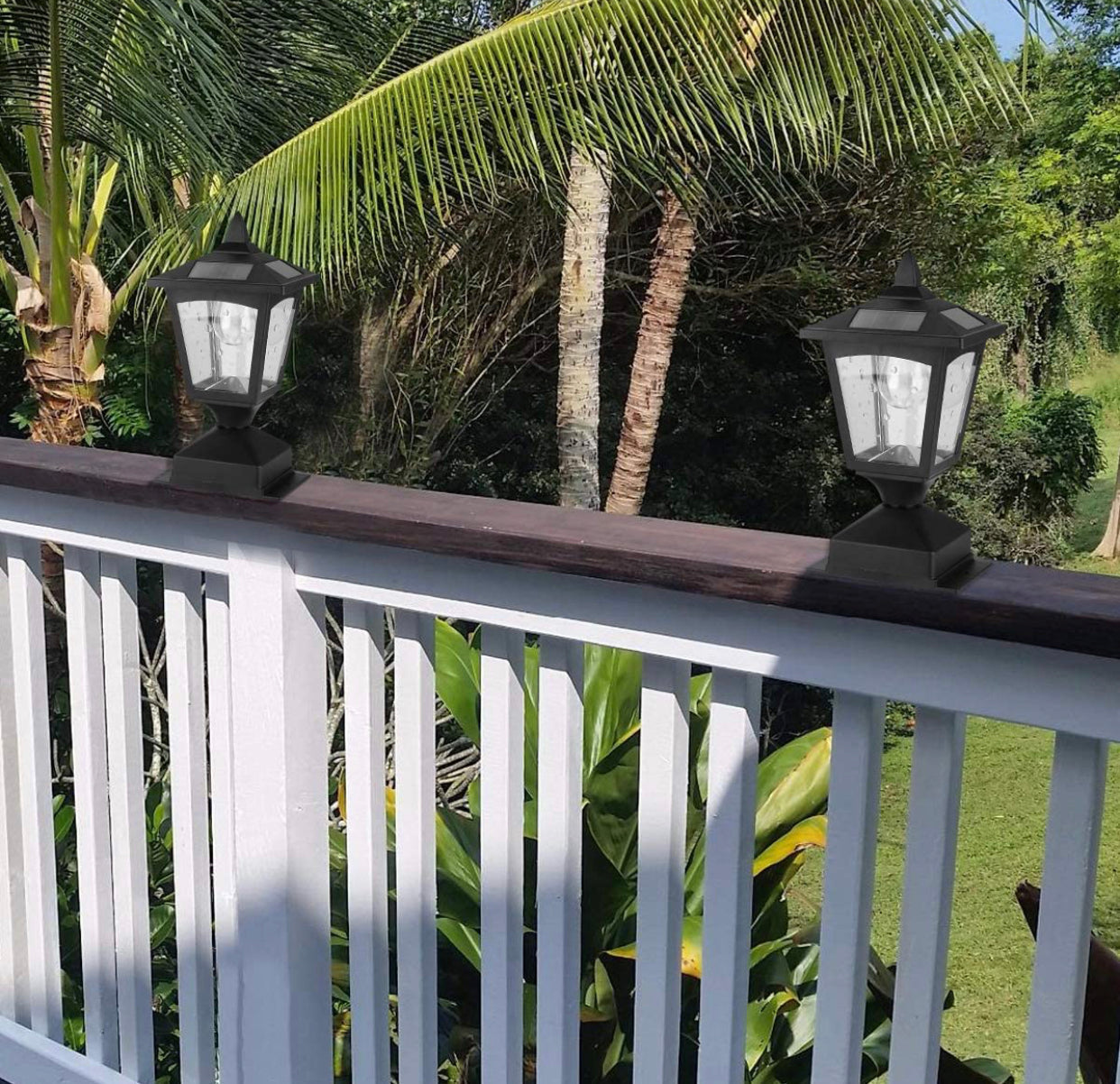 Lighteme Solar Post Cap Lights Outdoor for Wood Fence Posts Pathway, Deck, Pack of 2